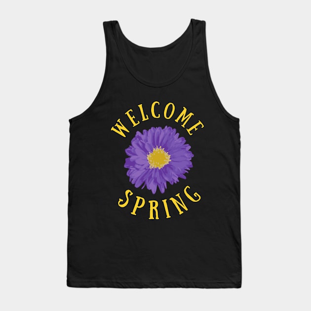 Hello Spring Purple Flower March April May Earth Green Nature Mental Health Shirt Encouragement Love Inspirational Positivity Cute Happy Spiritual Gift Tank Top by EpsilonEridani